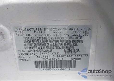 2014 Nissan Versa Note Sv from USA, damaged, VIN 3N1CE2CP3EL365448